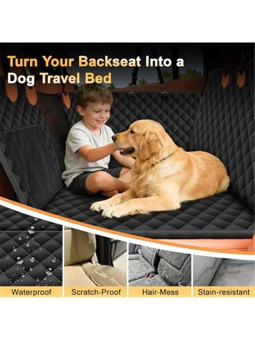 Back Seat Extender for Dogs, Holds 450 lbs, Hard Bottom Waterproof Dog Car Seat